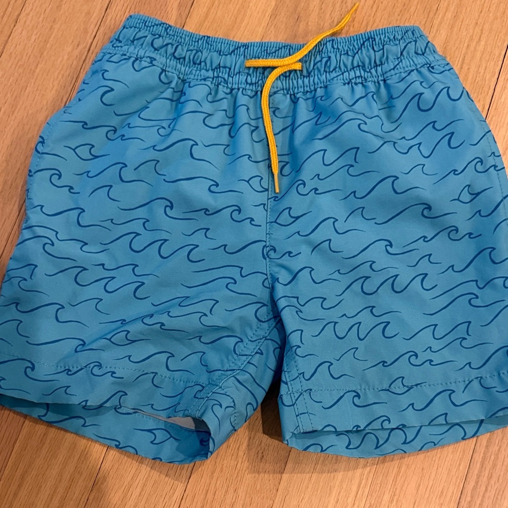 Crewcuts Blue Wave Pattern Kids Swim Trunks